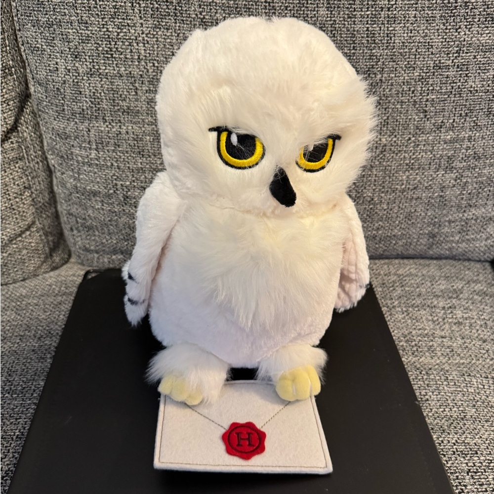 White Plush Owl Toy with Letter